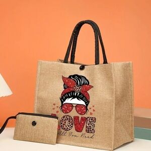 Print Tote Bag Beach Bag 2 Pc